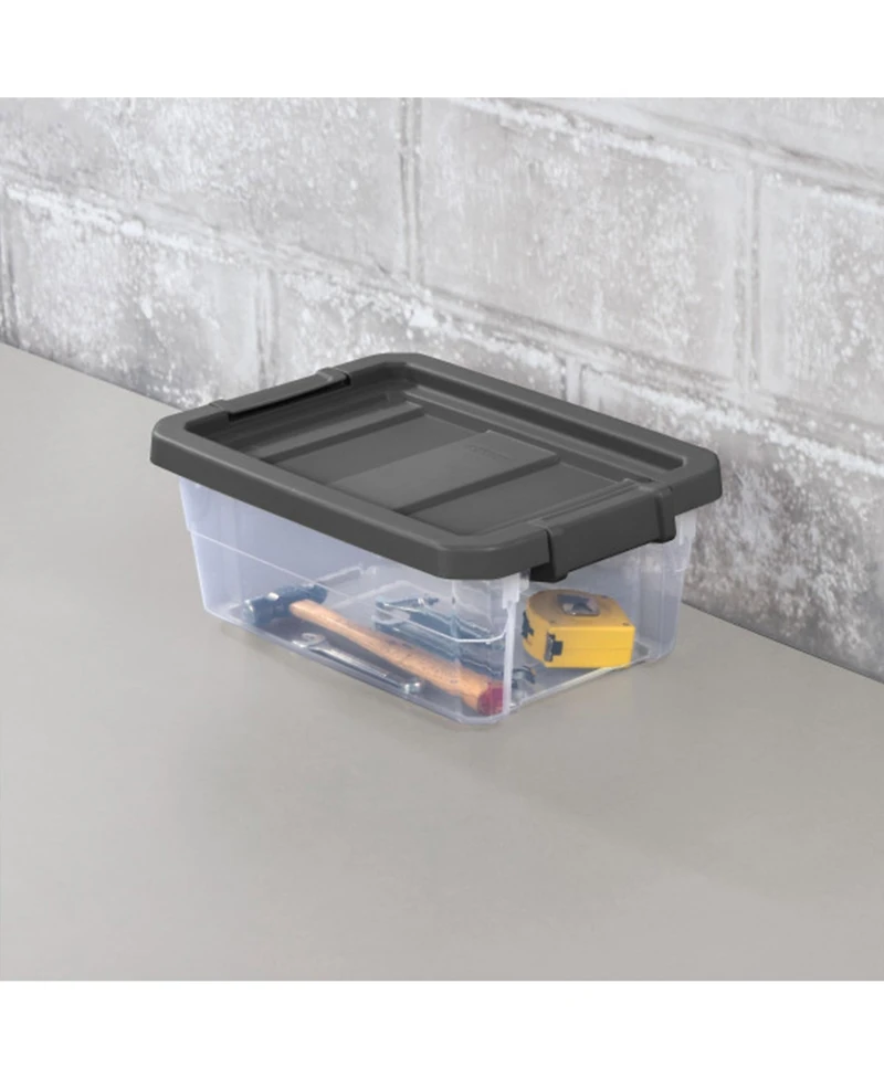 Sterilite 16 Qt Clear Plastic Stacking Storage Containers with Gray Lid (6 Pack)