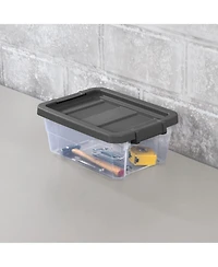 Sterilite 16 Qt Clear Plastic Stacking Storage Containers with Gray Lid (6 Pack)