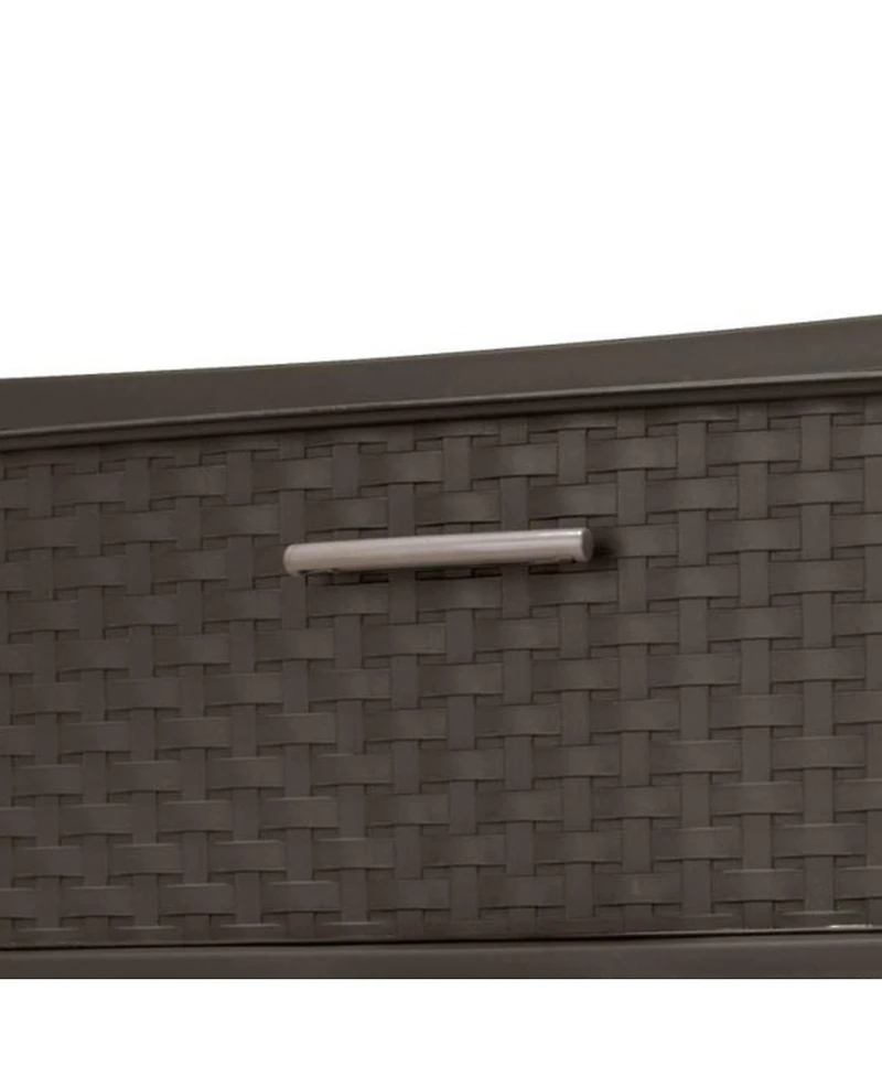 Sterilite 3 Drawer Wide Weave Storage Tower, Plastic Organizer Drawers, Brown