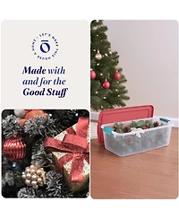 Homz 64 Qt Holiday Seasonal Decor Plastic Storage Bin with Latching Lid, 6 Pack