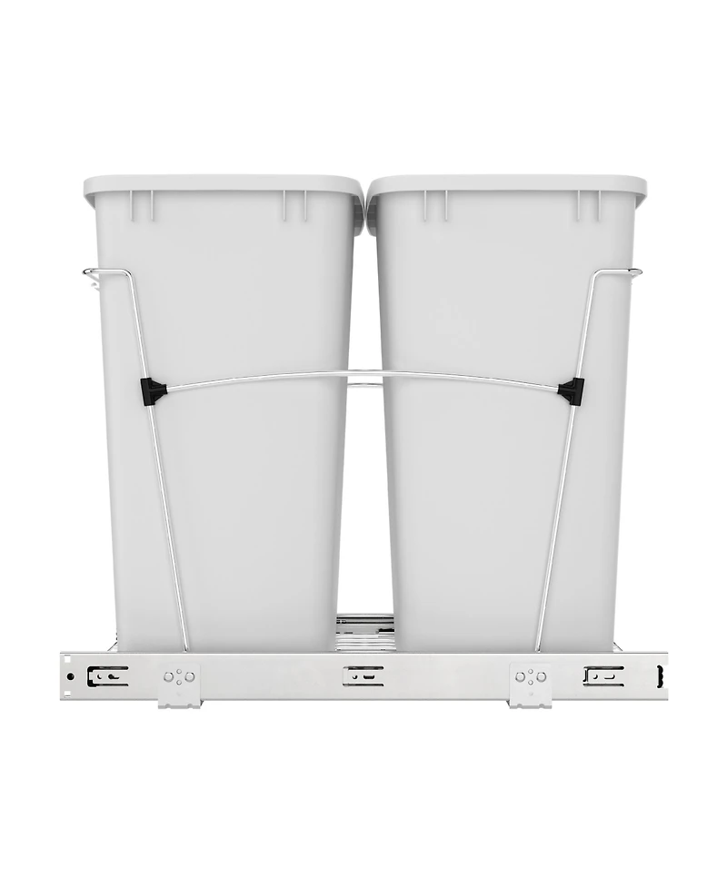 Rev-a-Shelf Double Pullout Trash Can 35 qt. for Kitchen, White, Rv-18KD-11C S