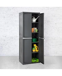 Sterilite Adjustable 4-Shelf Gray Garage Storage Cabinet With Doors, 2 Pack