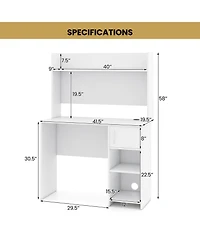 Slickblue Home Office Desk with Raised Display Shelf and 2 Open Shelves