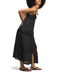 Lucky Brand Women's Embroidered V-Neck Tiered Midi Dress