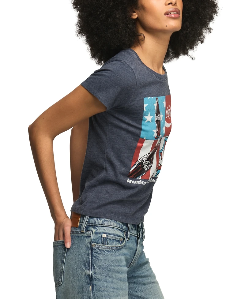 Lucky Brand Women's Coca Cola Americana Grid Crewneck Baby T-Shirt