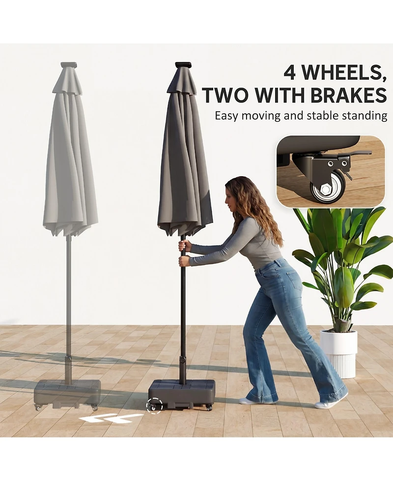Outsunny Patio Umbrella Base with Wheels, Heavy Duty Outdoor Umbrella Sd Holder