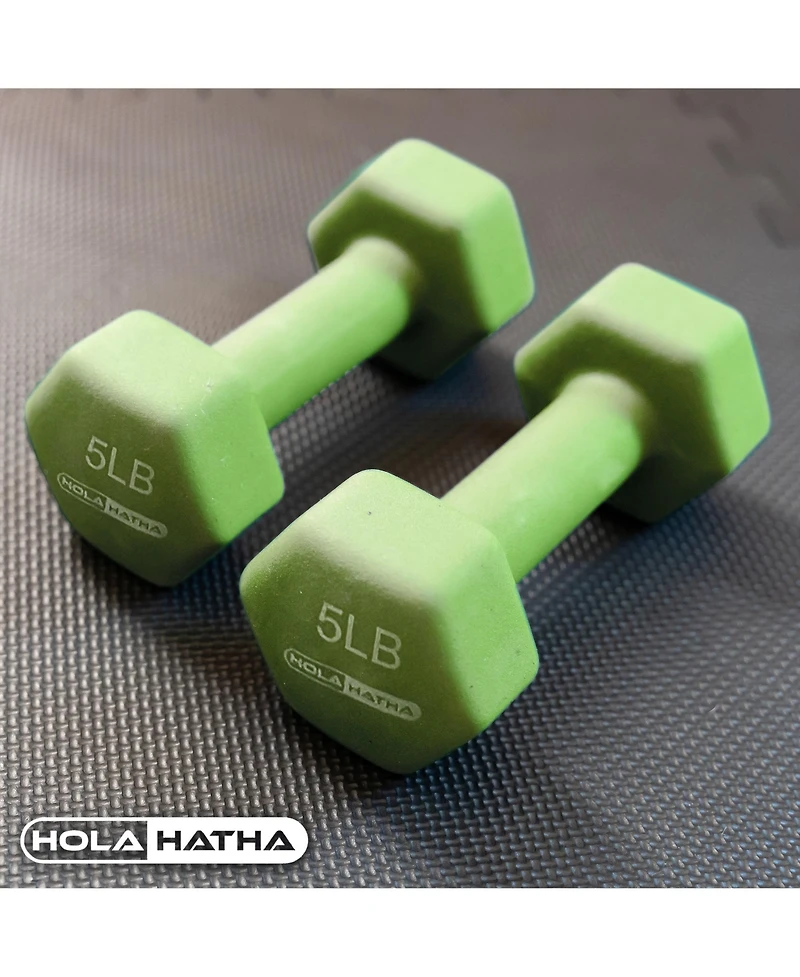 HolaHatha 146 Pound Neoprene Dumbbell Full Body Weight Set with Storage Rack