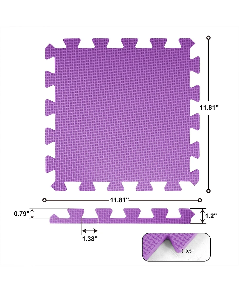 BalanceFrom 36 Piece Kids Puzzle Play Mat, Foam Floor Tiles, Pink/Purple/Beige