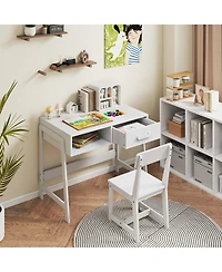 Gouun Kids Desk and Chair Set with Storage Drawer and Hutch