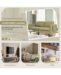 Gouun Faux Leather Loveseat Sofa with Side Storage Pocket and Padded Cushions