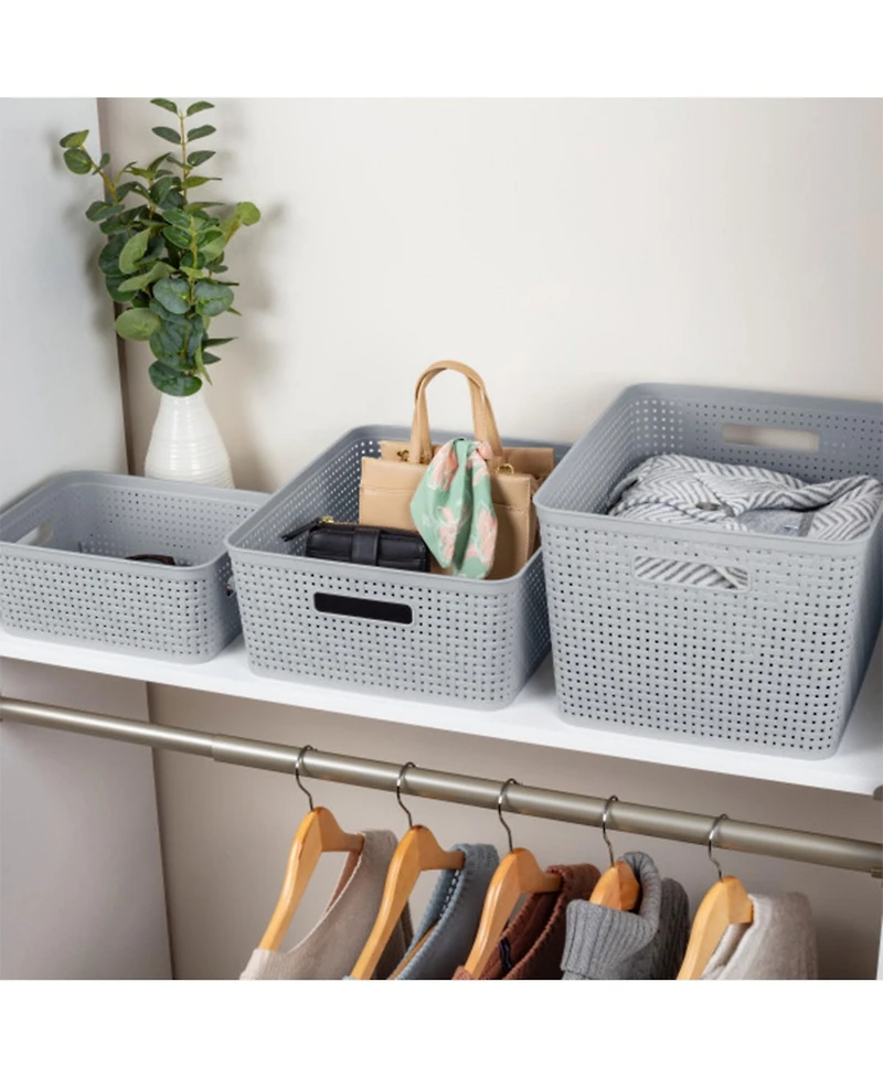 Sterilite 14'' x 11.5'' x 5'' Woven Rectangular Short Basket Organizer (6 Pack)