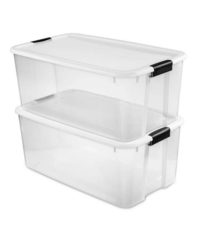 Sterilite 116 Quart Clear Stackable Latching Storage Box Containers, 4 Pack