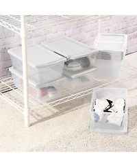 Sterilite 6 Quart Storage Box Stackable Bin with Lid, Plastic Container, 12 Pack