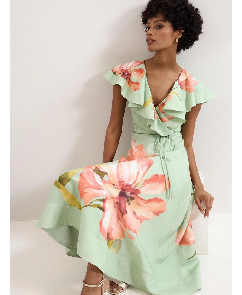 Phase Eight Women's Matilda Ruffle V-Neck Floral Dress