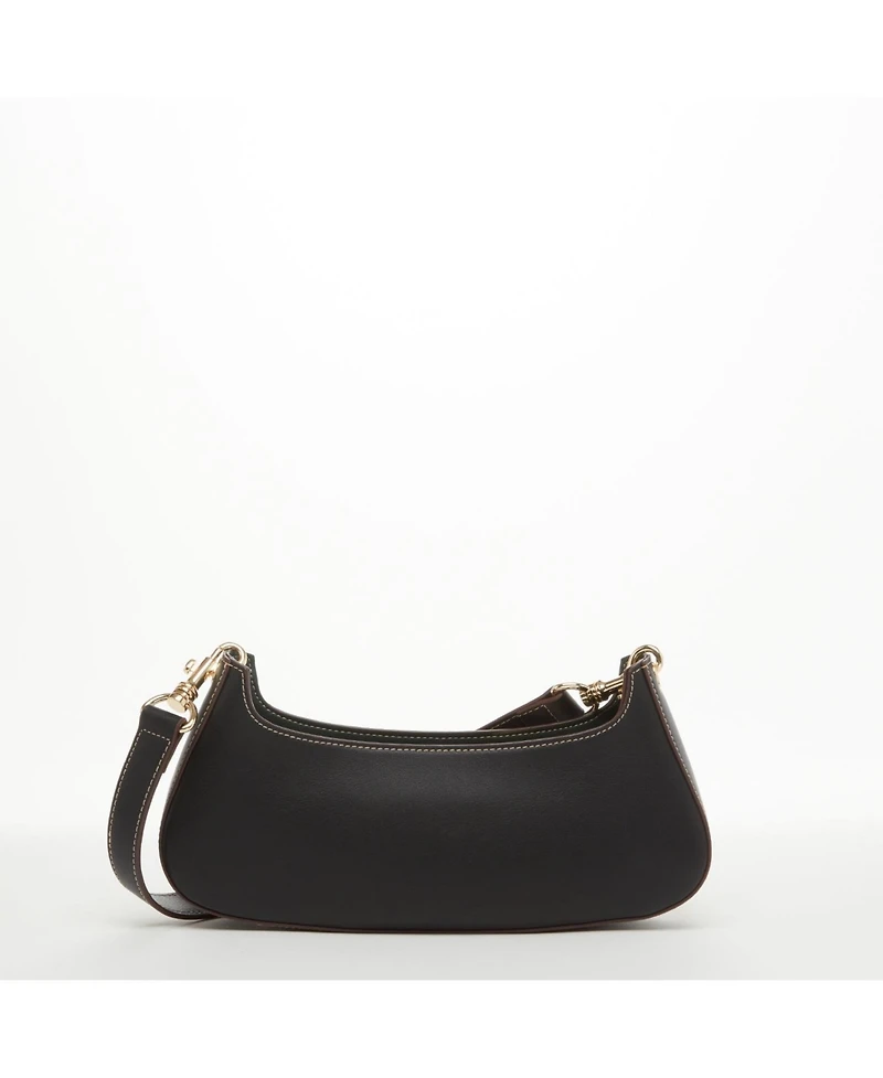 Susu Leather Baguette Bag Small 90s Shoulder Bag Black East West Handbag Y2K Underarm Minimalist Purse for Everyday & Evening