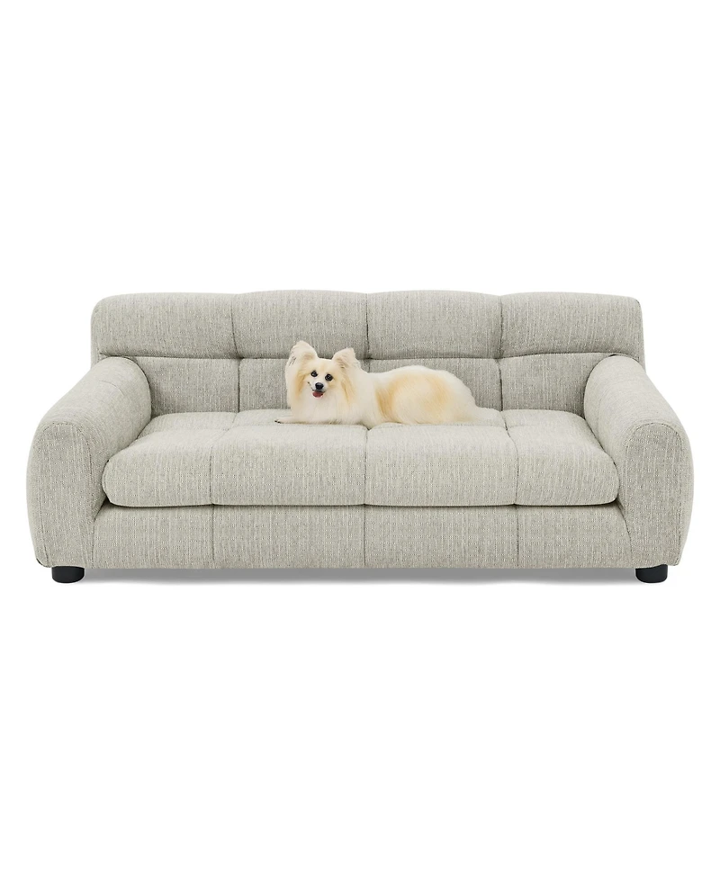 Clihome Dog Sofa Soft Pet Furniture with High Back and Armrests for Small and Medium Dogs, Dark Grey