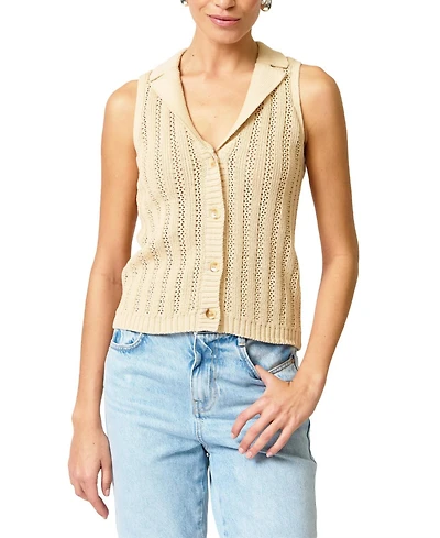 Central Park West Women's Francie Mesh Stitch Sleeveless Vest
