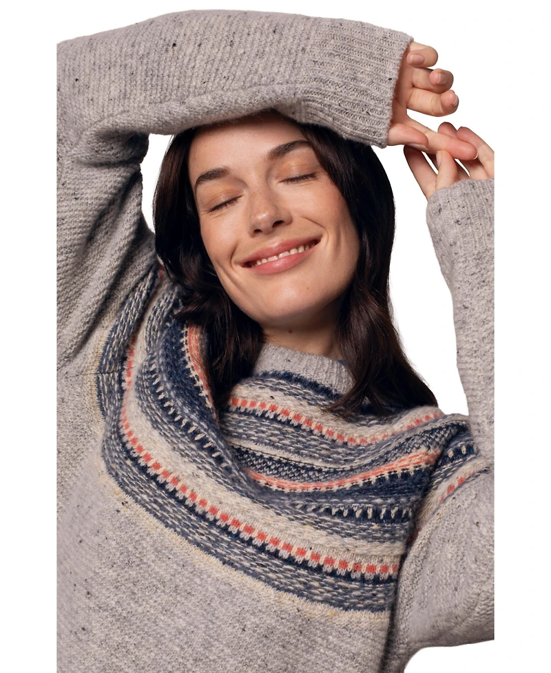 Celtic & Co. Women's Stitchy Stripe Yoke Sweater