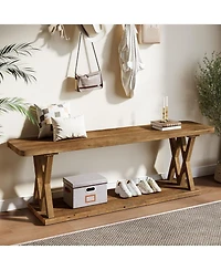 Tribesigns 63-Inch Solid Wood Tv Stand TVs, Farmhouse Entertainment Center with Storage Shelf
