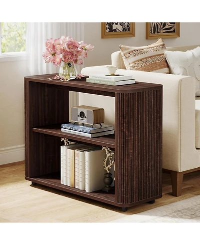 Tribesigns Narrow Side Table, 3-Tier End Table for Living Room, Small Fluted Nightstand, Farmhouse Bedside
