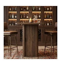 Tribesigns Bar Table with Storage Cabinet 35.43 H High Top Pub Table Square Wooden Bistro with 3-Tier Shelves Farmhouse Bar Furniture
