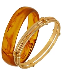Guess Tortoise 2-Pc. Resin and Gold-Tone Bangle Bracelet Set