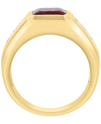Effy Collection Men's Lab Grown Ruby (3-3/4 ct. t.w.) and Lab Grown Diamond (1/2 ct. t.w.) Ring in Gold Over Silver