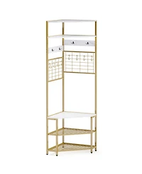 Gouun 5-Tier Corner Hall Tree with Shoe Storage Bench
