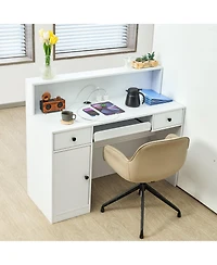 Gouun Led Reception Desk with Drawers and Power Outlets