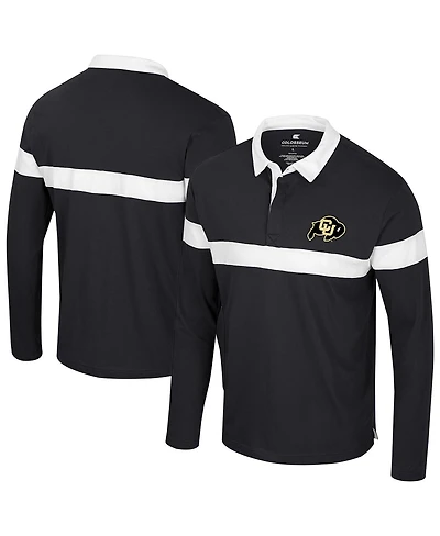 Colosseum Men's Black Colorado Buffaloes Too Cool For School Long Sleeve Polo Shirt