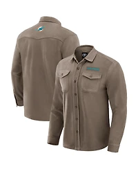 Fanatics Men's Tan Miami Dolphins Polar Fleece Cozy Button-Up Shirt