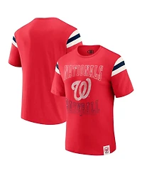 Fanatics Men's Red Washington Nationals Distressed Sleeve Stripe T-Shirt