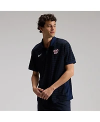 Nike Men's Navy Washington Nationals Authentic Collection Striped Victory Dri-fit Polo Shirt