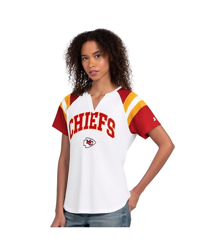 Starter Women's White Kansas City Chiefs Game On Notch Neck T-Shirt