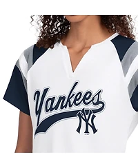 Starter Women's White New York Yankees Game On Notch Neck Raglan T-Shirt