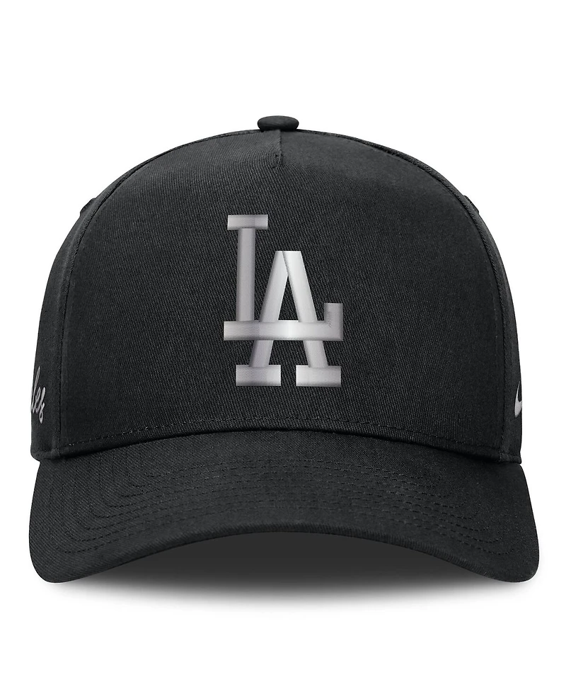 Nike Men's Black Los Angeles Dodgers Rise Dri-fit A-Frame Adjustable Hat