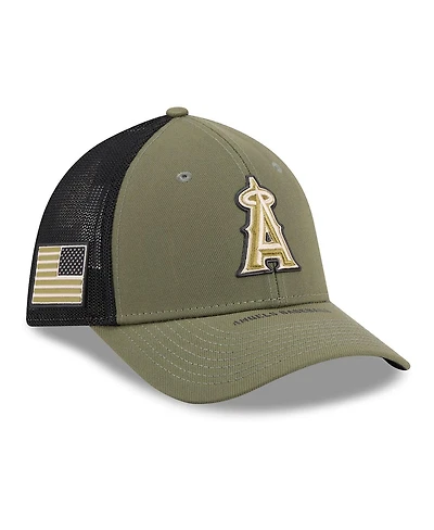 New Era Men's Olive Los Angeles Angels 2026 Armed Forces Day 39THIRTY M-Crown Flex Hat