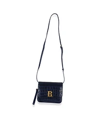 Pre-Owned Balenciaga B. Navy Croc Small Shoulder Bag