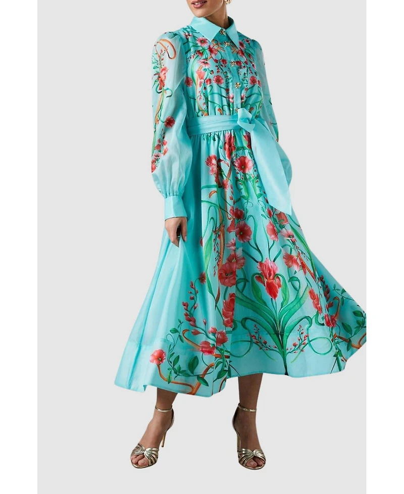 Coast Women's Border Print Organza Shirt Dress