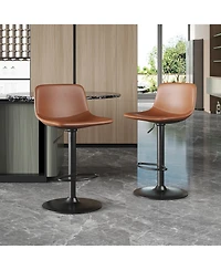 flynama Adjustable Industrial Bar Stools Set of 2, Pu Leather, 350 Lbs Capacity