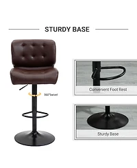 flynama Bar Height Adjustable Bar Stools Set of 2, Brown, 330 Lbs Capacity