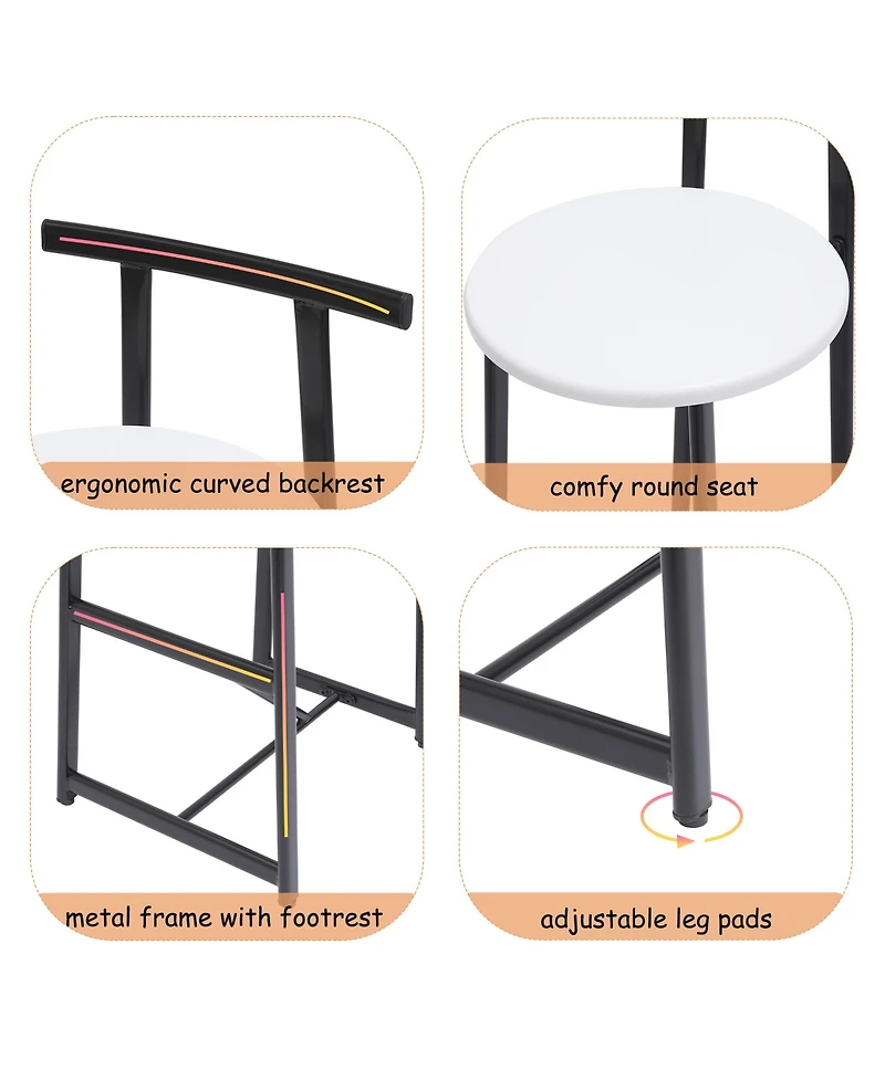 flynama Metal Counter Bar Stools Set of 3 with Backrest