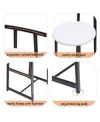 flynama Metal Counter Bar Stools Set of 3 with Backrest