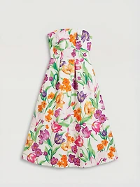 Oasis Women's Floral Twill Strapless Midi Dress
