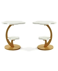 Tribesigns End Table Set of 2, 2-Tier Sofa Side Table, Flower Nightstand with C-Shaped Gold Frame, Modern Luxury Accent Table
