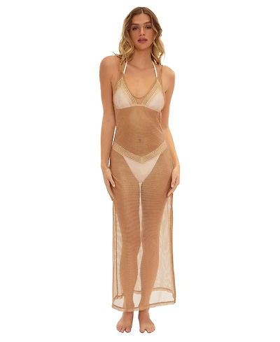 Beach Bunny Swimwear Women's Dudley Sheer Mesh Maxi Cover Up Dress