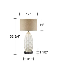 Possini Euro Design Cosgrove 32 3/4" Tall Oval Mid Century Table Lamp Dimmable Usb Workstation Base Charging