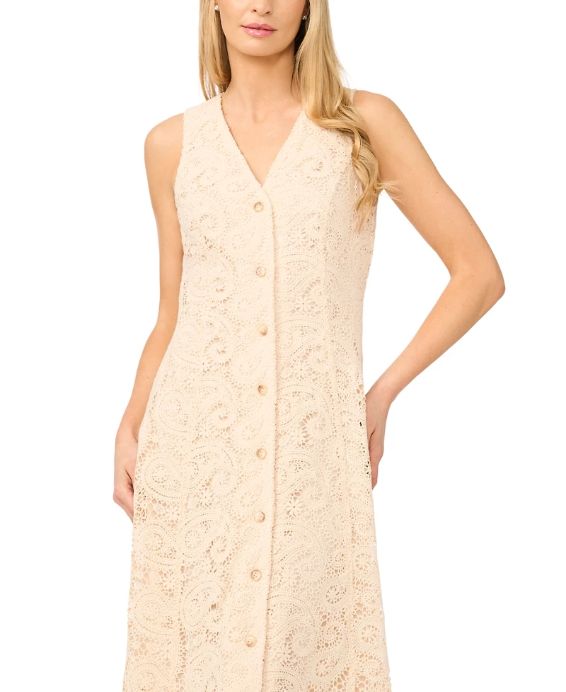 CeCe Women's Sleeveless V-Neck Midi Dress