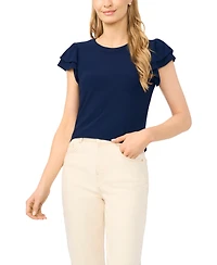 CeCe Women's Double Ruffle-Sleeve Crewneck Top