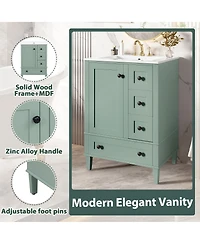 Sillysis 24"Bathroom Vanity with Sink, Modern Multi-Drawer Storage with Soft Close, Easy Assembly for Small Spaces